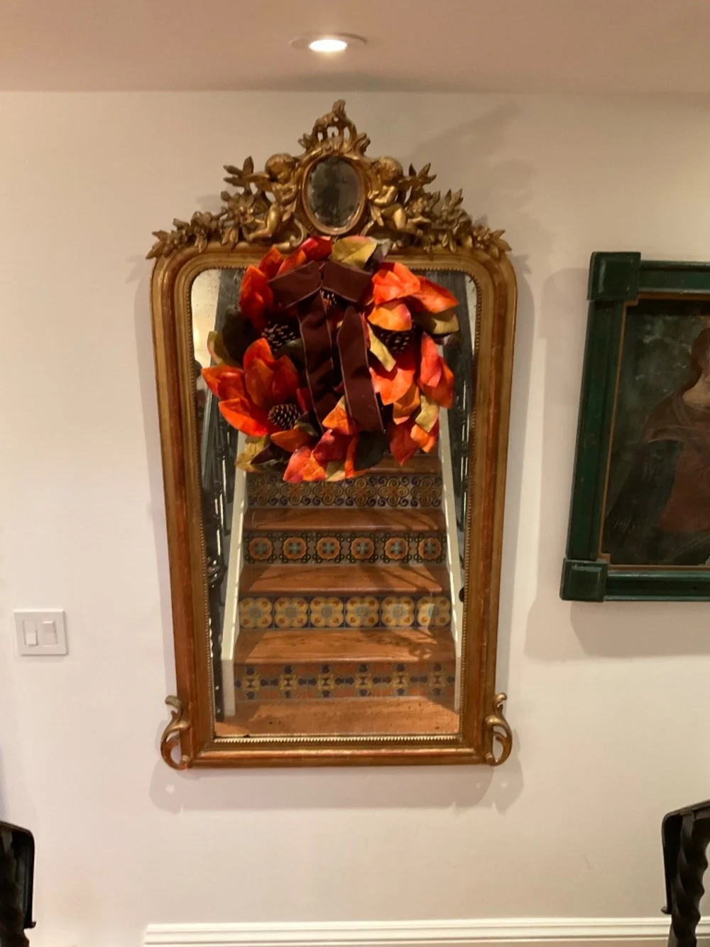 Set of 3 fall wreaths, one with brown velvet bow detail